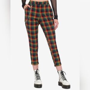 Hot Topic Rainbow Plaid Pants Size Juniors Large EUC
